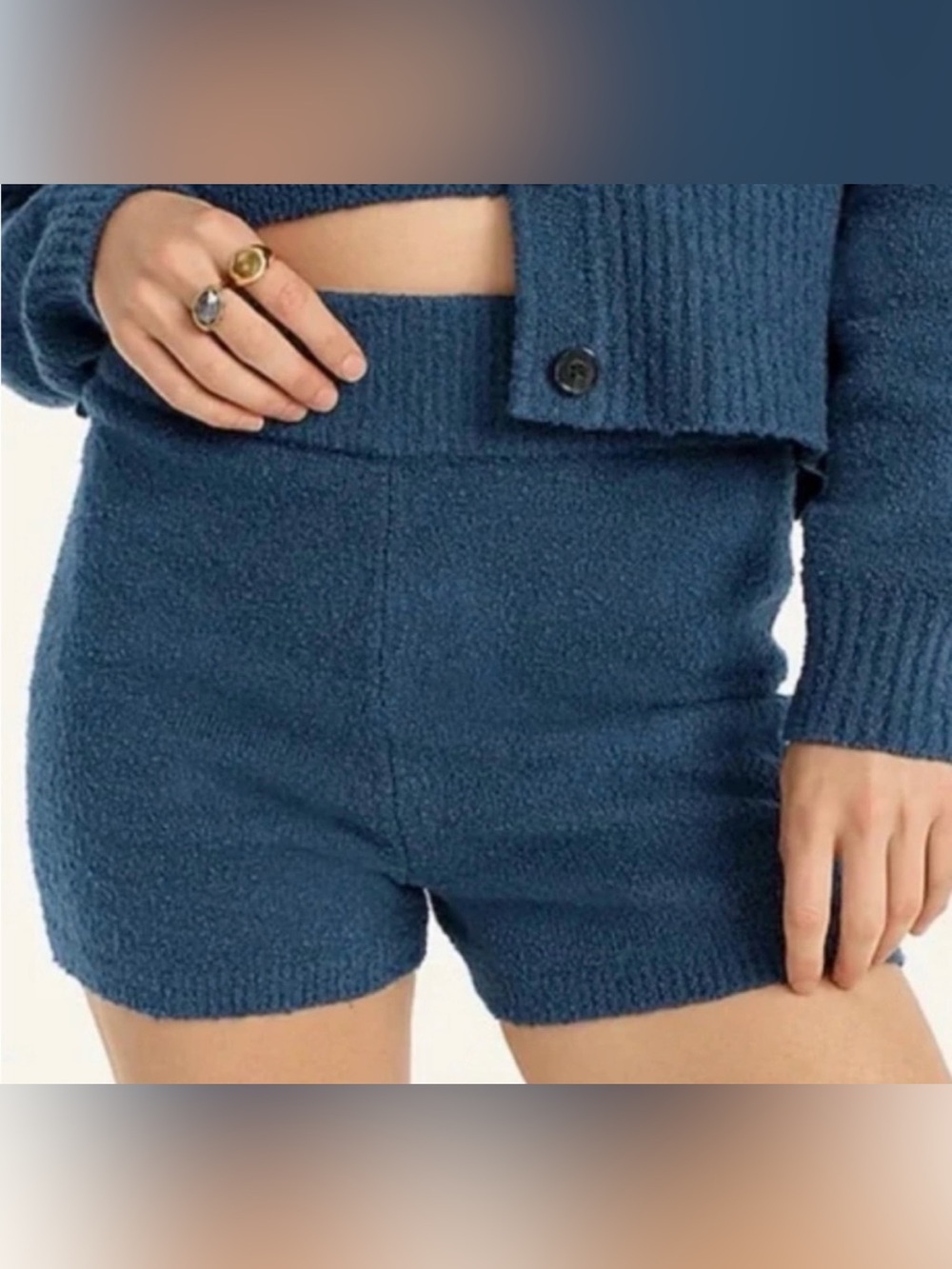 J. Crew Soft Knit High-Waist Shorts in Deep Blue